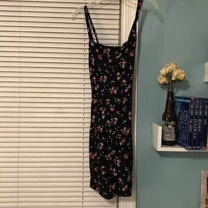 Flowered black romper
